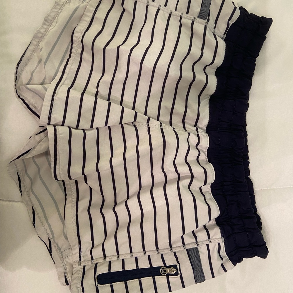 blue and white lululemon shorts! good condition and older pattern